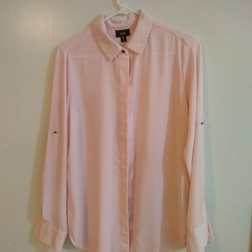 Mossimo Button Down Baby Pink Blouse Med